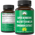 Ultra High Strength 4-In-1 Super Berberine Patented Glucovantage + Wild Bitter Melon + Cinnamon Extract + Chromium Picolinate Vegan Capsules. Great Supplement to Support After-Meal Spikes and Energy