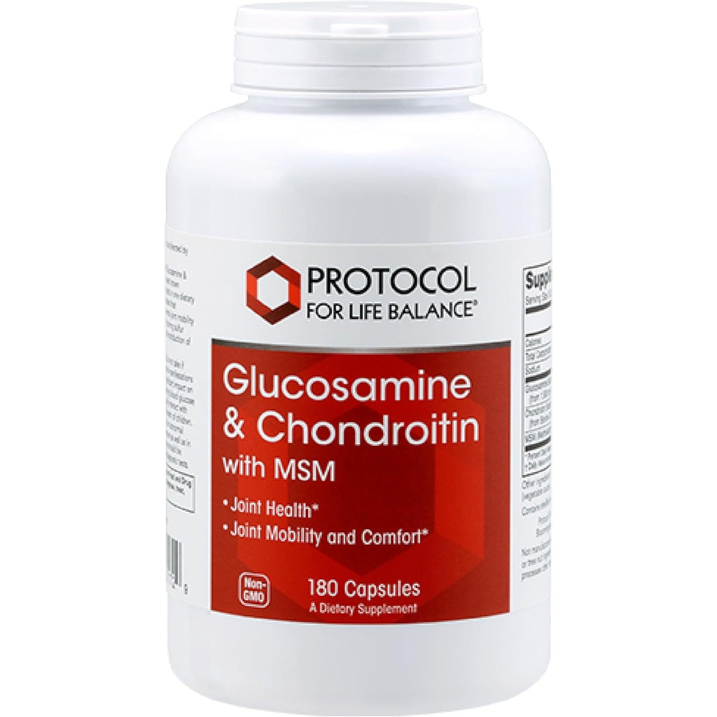 PROTOCOL for LIFE BALANCE Glucosamine & Chondroitin with MSM - Joint Support* - Chondroitin MSM Supplement - Non-Gmo & Dairy Free - 180 Veg Caps
