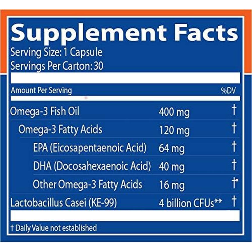 Restora Probiotic Supplement -Immunity Booster-Patented Probiotic W|Omega 3, Gut Health Stabilizer Increases Resistance to Infectious Diseases -Calms Inflammation