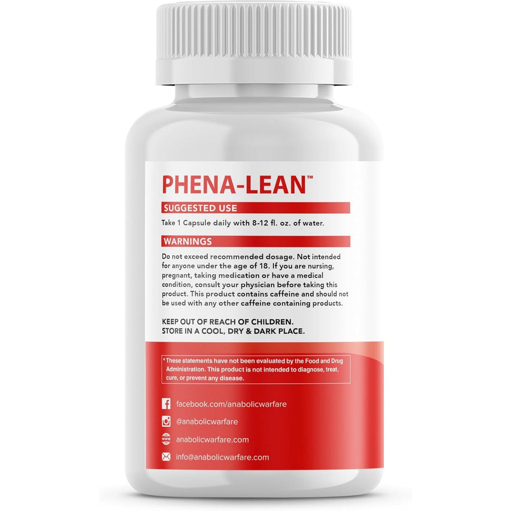Anabolic Warfare Phena-Lean Premier Supplement from Thermogenic Body Composition Supplement – Fuel Your Fire, Promote Energy, Increase Focus* - 60 Capsules.