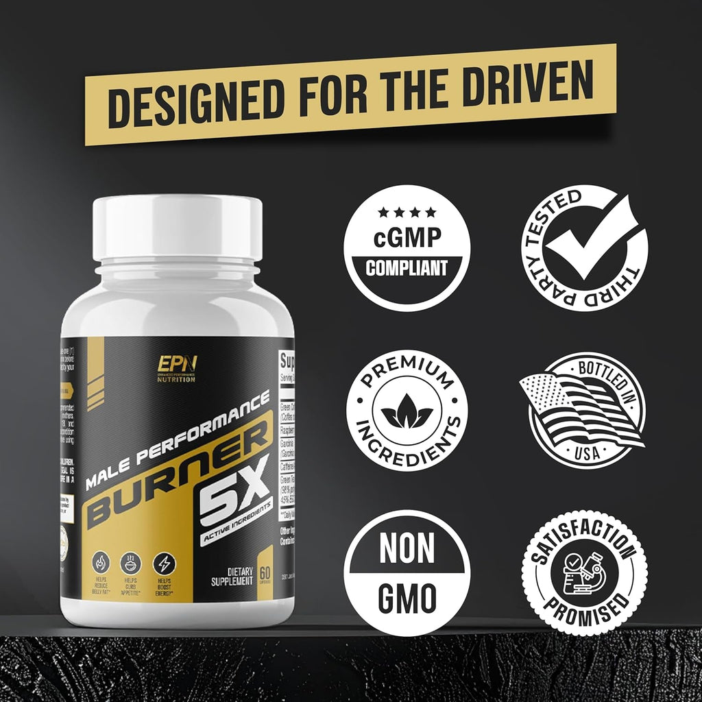 Male Performance Burner | GLP-1 Pathway Support + Fat Burner for Men | Helps Lose Weight, Maintain Muscle, Boost Energy | 3Rd Party Tested Formula | 60 Unisex Weight Loss Pills All Adults