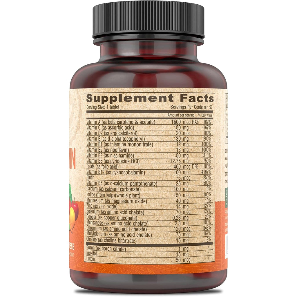 DEVA Vegan Iron-Free Multivitamin & Mineral Supplement, Green Food Blend, Spirulina, Chlorella, Ashwagandha, Broccoli, 90 Coated Tablets