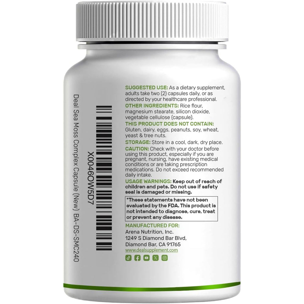 DEAL SUPPLEMENT Irish Sea Moss 240 Veggie Capsules – 14 Superfood Complex with Black Seed Oil, Ashwagandha, & Ginger