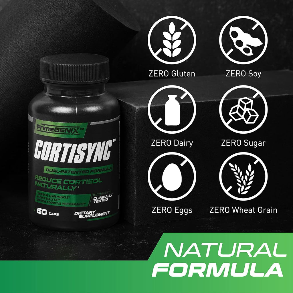 Primegenix Cortisync Reduce Cortisol, Increase Energy, and Improve Focus with Sensoril Ashwagandha - 60 Capsules
