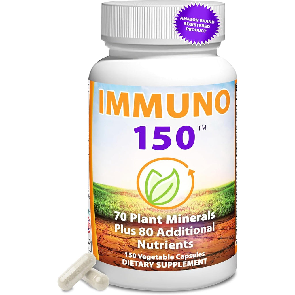Immuno 150, Immune Support Supplement, Packed with 70 Plant Minerals, 13 Essential Vitamins and 68 Additional Nutrients-150 Vegetable Capsules- Immune Boost for All Age Groups