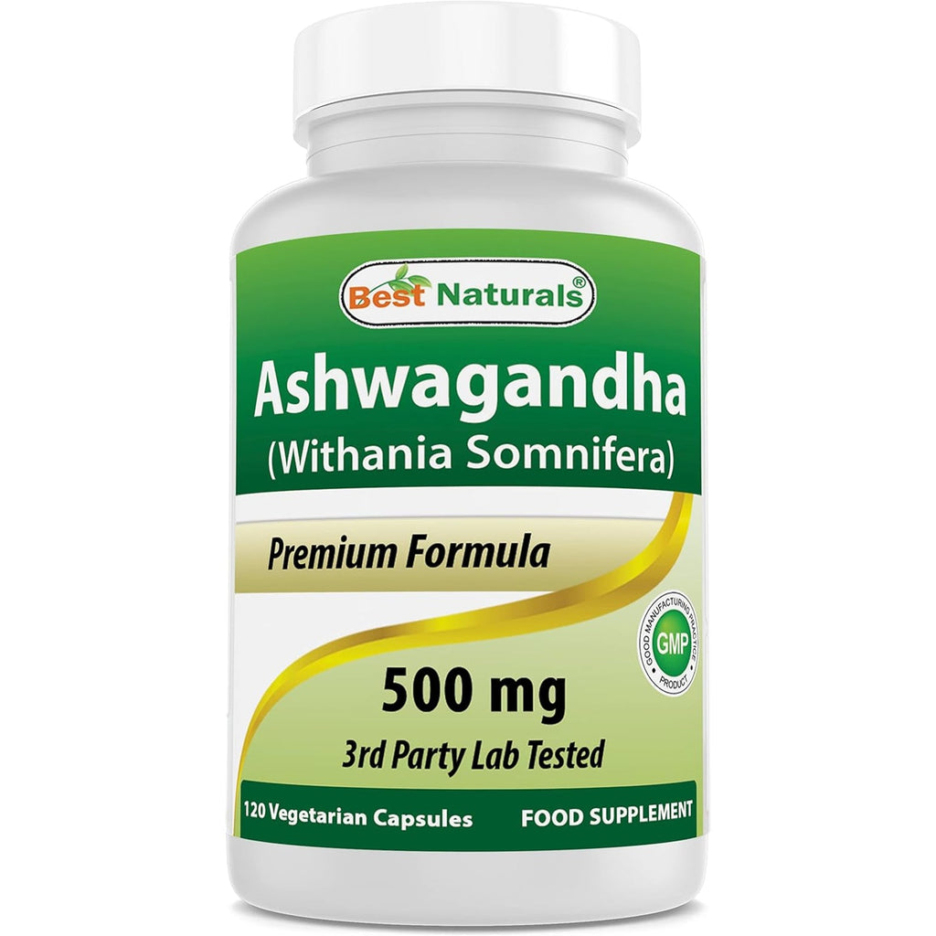 Best Naturals Ashwagandha Capsules for Relaxing Stress and Mood, 500 Mg, 120 Count (Packaging May Vary)