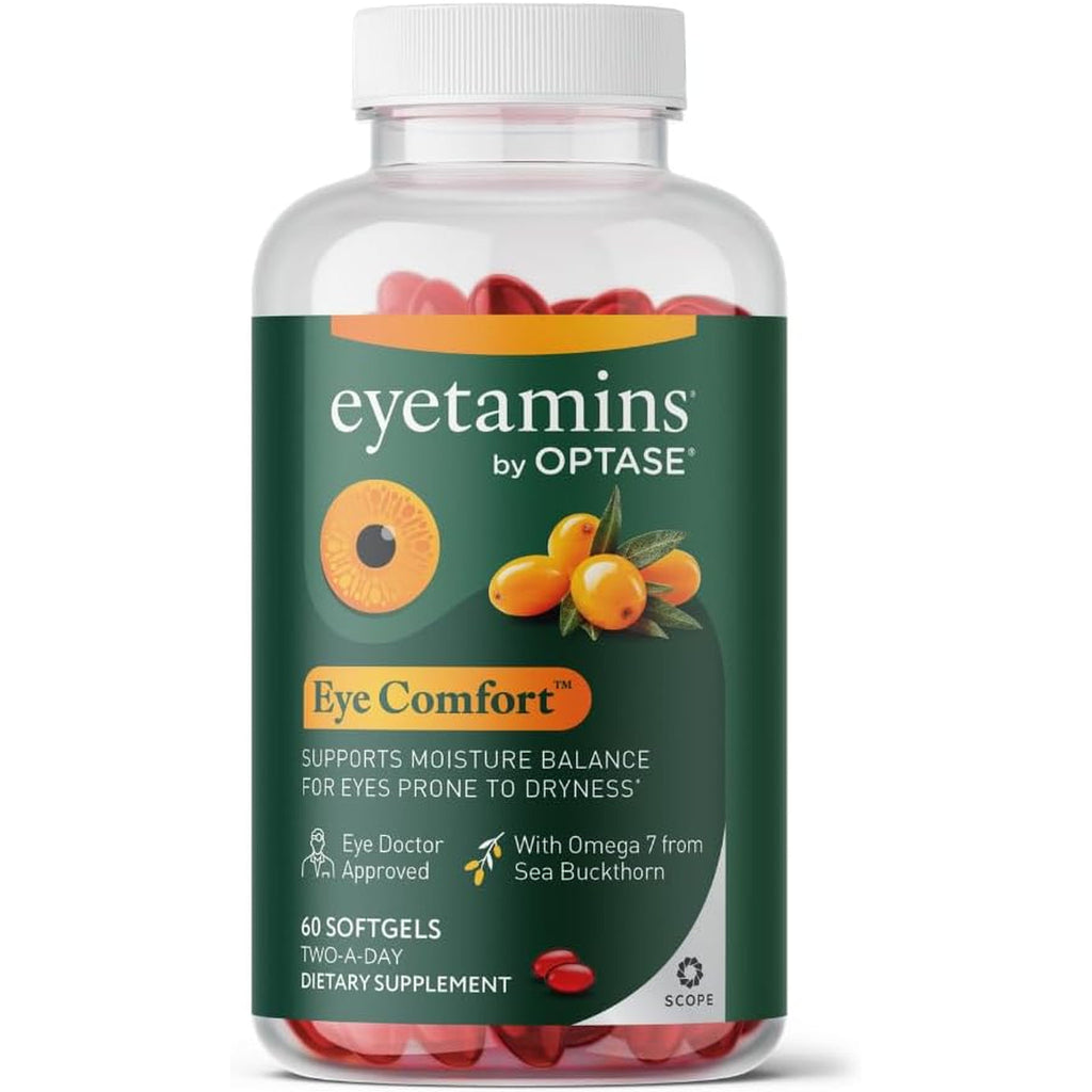 Eyetamins® by OPTASE® Eye Comfort™ - 60 Softgels - Eye Doctor Recommended - an Omega-Based Eye Supplement Formulated to Support Moisture Balance and Eye Comfort from Within. Plant Based Soft Gels.