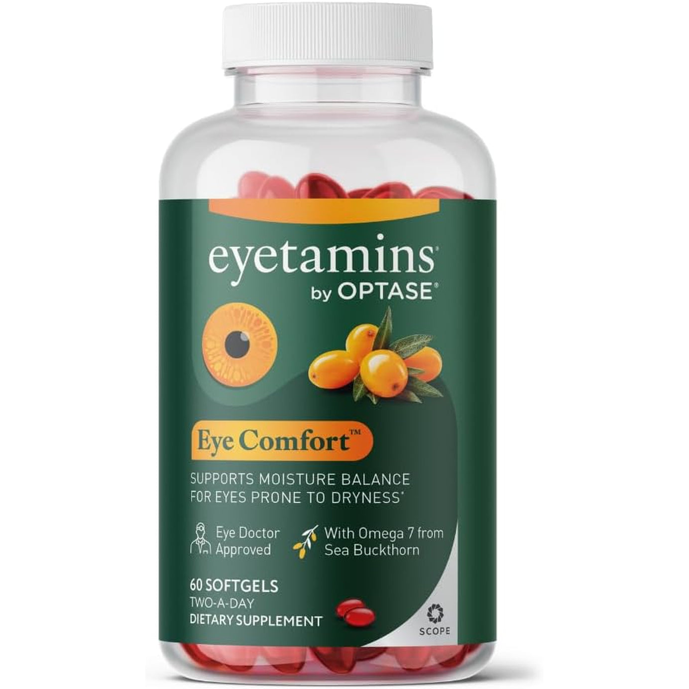 Eyetamins® by OPTASE® Eye Comfort™ - 60 Softgels - Eye Doctor Recommended - an Omega-Based Eye Supplement Formulated to Support Moisture Balance and Eye Comfort from Within. Plant Based Soft Gels.