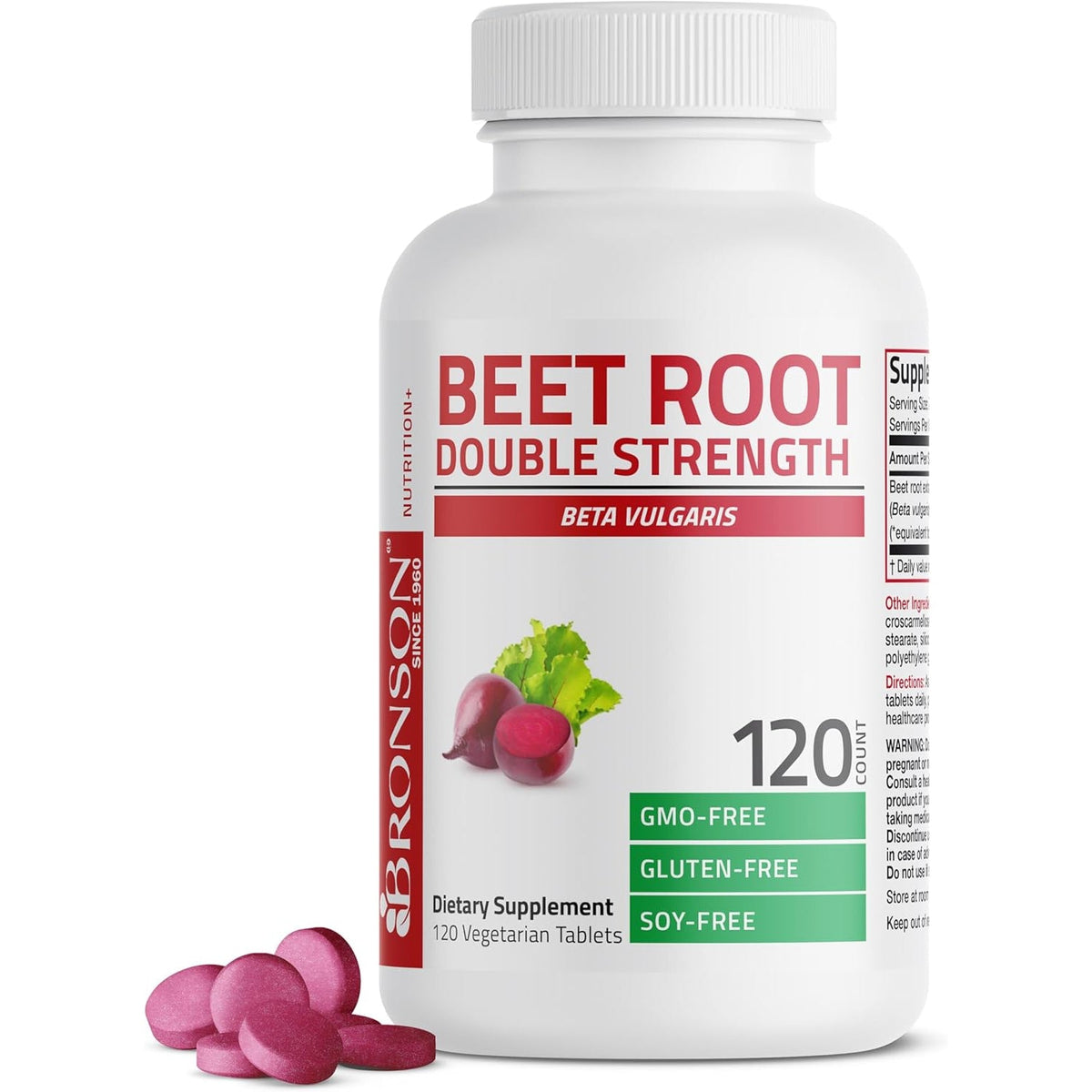 Bronson Beet Root Double Strength, Non-Gmo, 120 Vegetarian Tablets