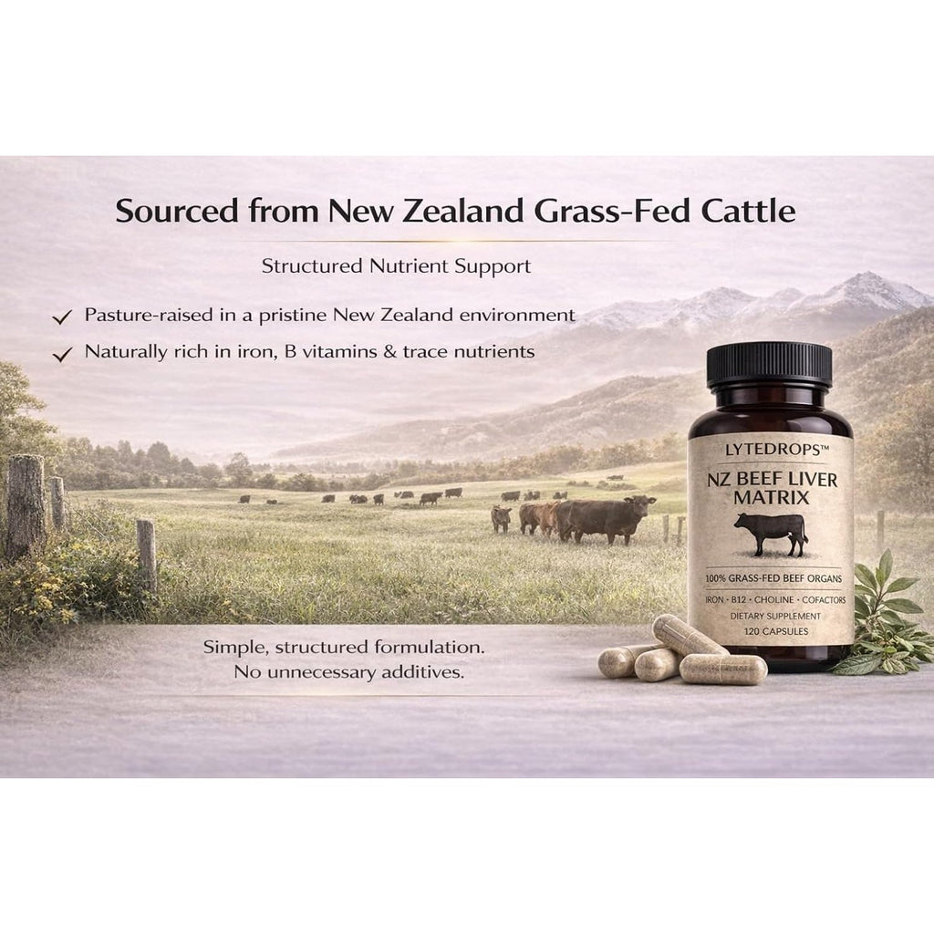 NZ Grass Fed Beef Liver Capsules + Nutrient Matrix | 4 Month Supply (1 Cap Dose) Desiccated Freeze-Dried Liver | 120 Caps | Bio Available B12, and Amplified Ingredients