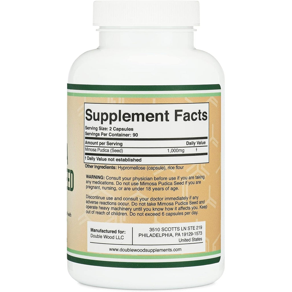 Mimosa Pudica Seed Capsules (180 Capsules, 3 Month Supply) 1000Mg, for Digestive Support, by Double Wood