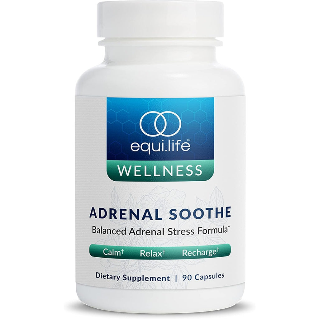 Equilife Adrenal Support Supplement with Ashwagandha and L-Theanine - Sleep & Cortisol Support, Mental Health Support, Supplements for Men & Women, Gluten Free, Vegan, Dairy Free, Non GMO, 90 Capsules