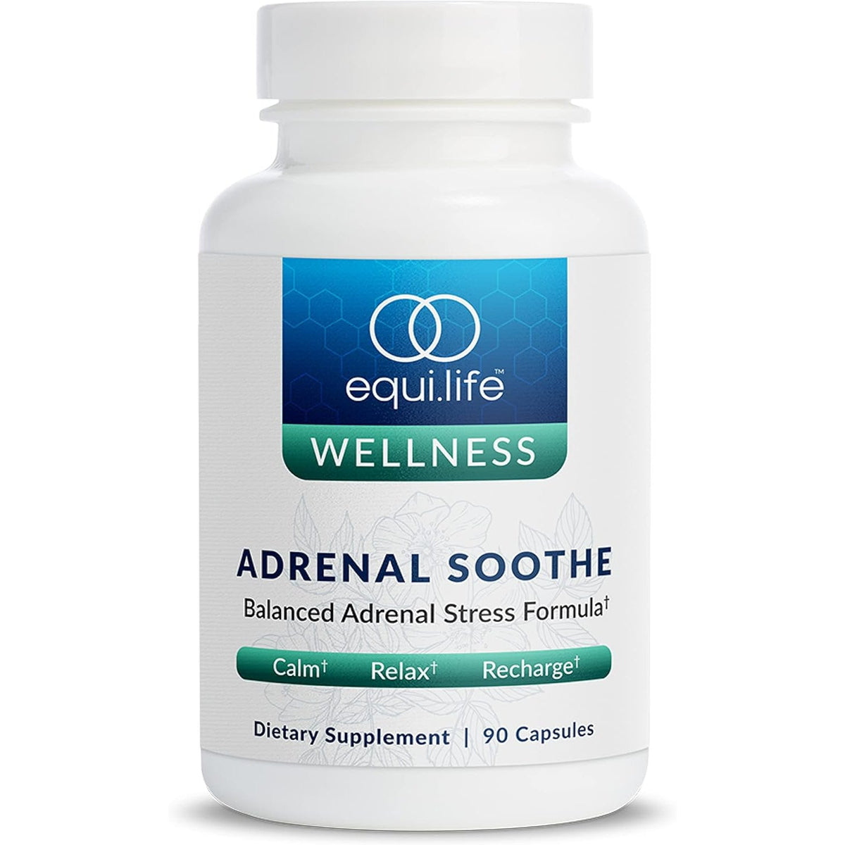 Equilife Adrenal Support Supplement with Ashwagandha and L-Theanine - Sleep & Cortisol Support, Mental Health Support, Supplements for Men & Women, Gluten Free, Vegan, Dairy Free, Non GMO, 90 Capsules