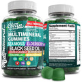 Sea Moss Gummies | Clinically Tested - Black Seed Oil Ashwagandha Elderberry Burdock Root Chlorella Manuka Honey - Vegan Irish Sea Moss Gummy Vitamins for Adults Kids Men Women - Green Apple Flavor