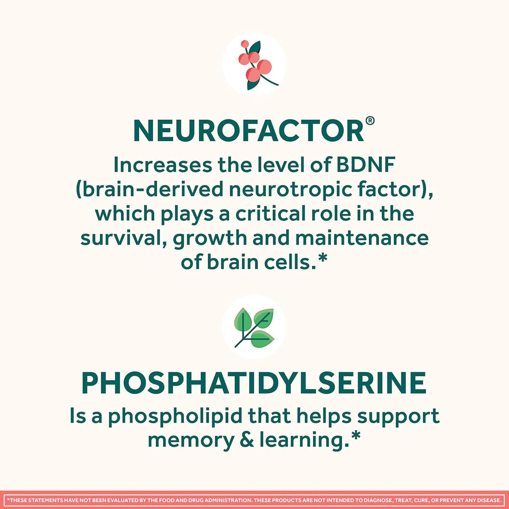 NEURIVA Original Brain Supplements for Memory and Focus, Clinically Tested Nootropics Phosphatidylserine and Neurofactor, Caffeine Free, 50Ct Strawberry Gummies