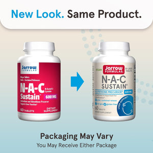 Jarrow Formulas N-A-C Sustain 600 Mg, Dietary Supplement, NAC 600 Mg, an Antioxidant Amino Acid Support for Liver Health, 60 Tablets, 60 Day Supply