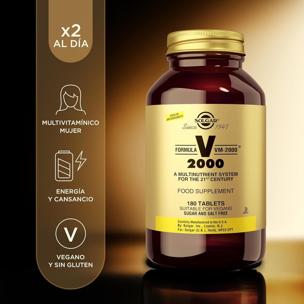 Solgar Formula VM-2000 (Multinutrient System), 180 Tablets - Premium Quality Multiple - Contains Zinc - Supports a Healthy Immune System - Vegan, Dairy Free, Kosher - 90 Servings
