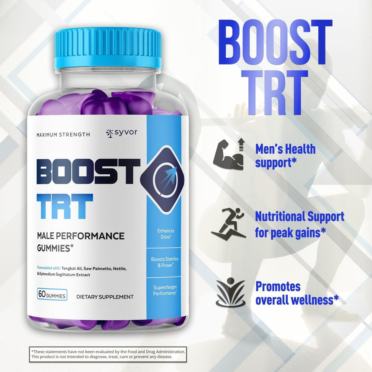 Boost TRT Gummies for Men, Official Boost TRT Male Performance Gummys with Natural Ingredients, Advanced Boosttrt Men'S Gummy Supplement with Maximum Strength Premium Vitamins (60 Gummies)