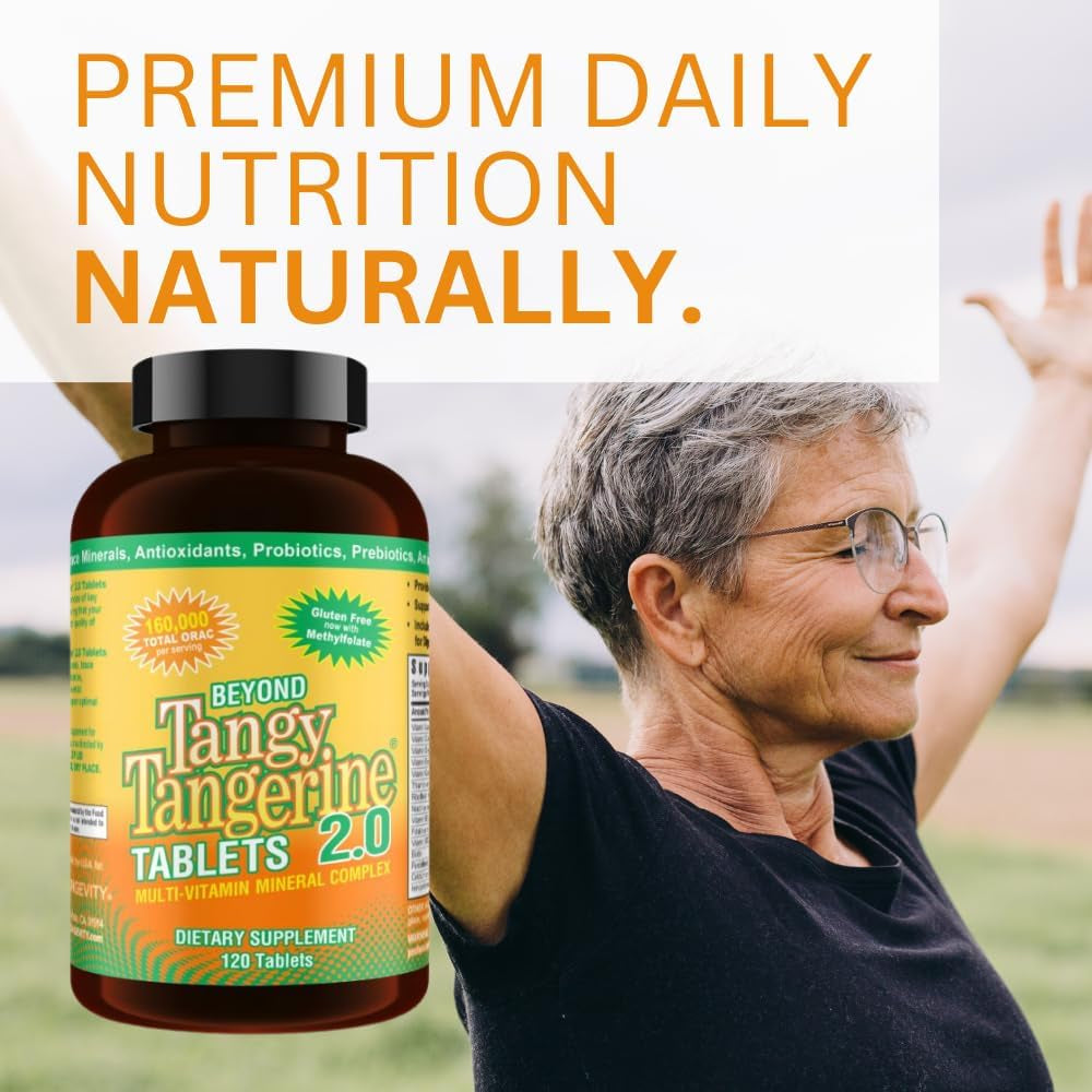 Youngevity beyond Tangy Tangerine 2.0 Multi-Vitamin & Mineral Complex - Made with Natural & Whole Foods | 160,000 ORAC | 120 Tablets | 1 Bottle