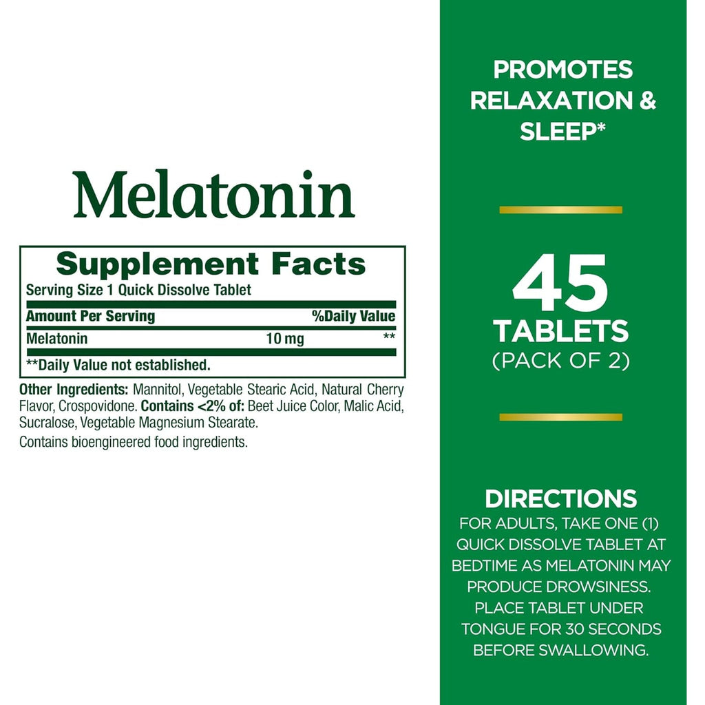 Nature'S Bounty Melatonin Quick Dissolve Tablet, 45 Count (Pack of 2)