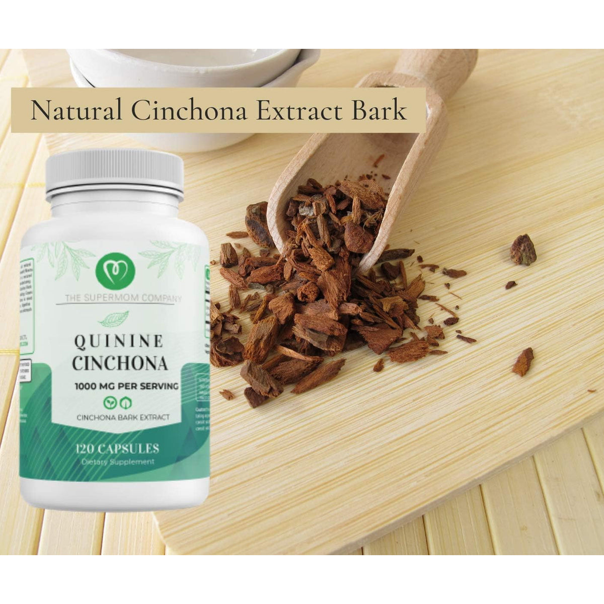 Quinine Cinchona Bark Extract 1000 Mg – Herbal Supplement for Muscle & Leg Cramp Relief, Digestive Support & Immune Health – 120 Capsules, Non-Gmo, Made in USA