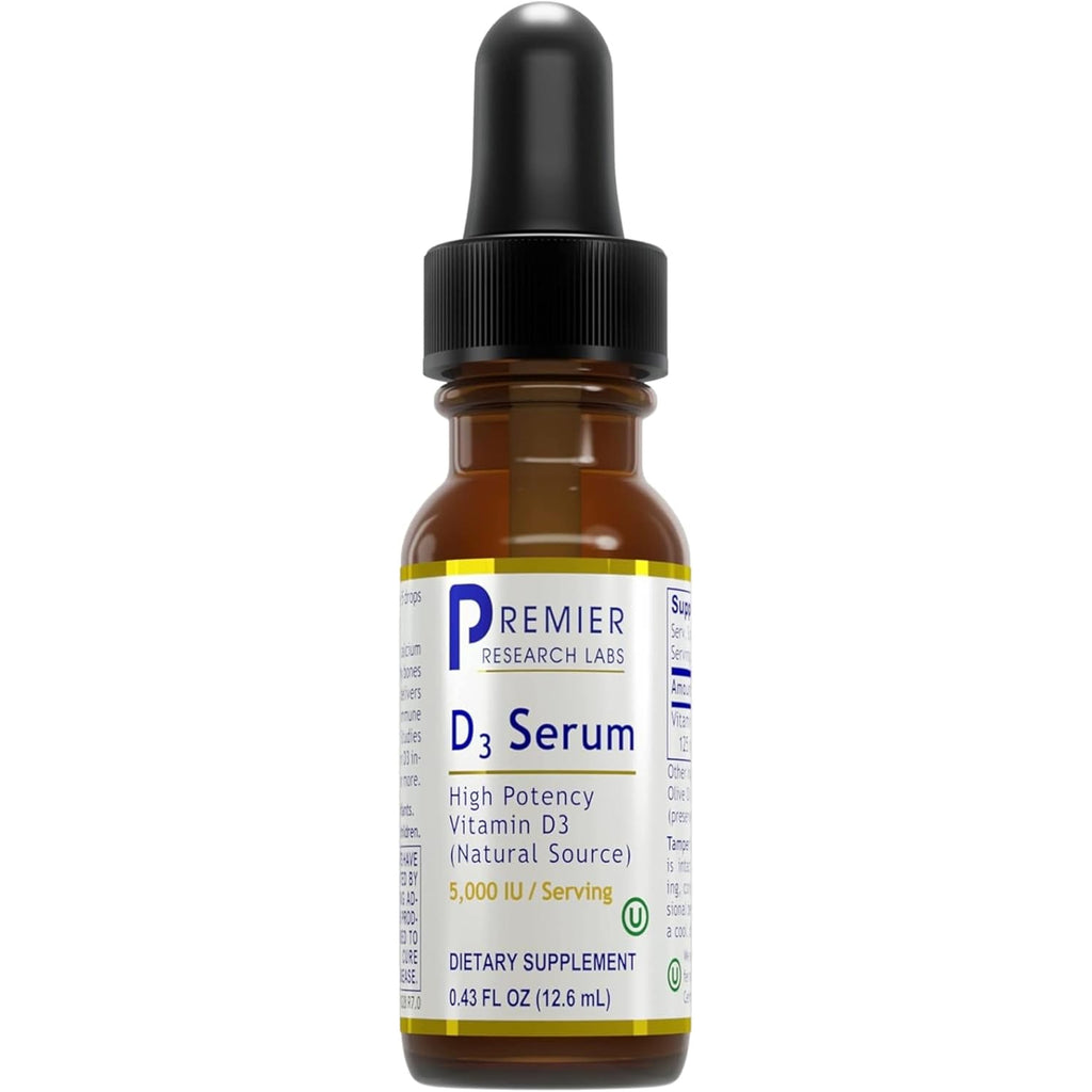 Premier Research Labs Vitamin D3 Serum - Liquid Vitamin D Oil Drops for Adults, Liquid Vitamin D3 5000 IU, Sublingual Vit D3 Liquid - 0.43 Fl Oz