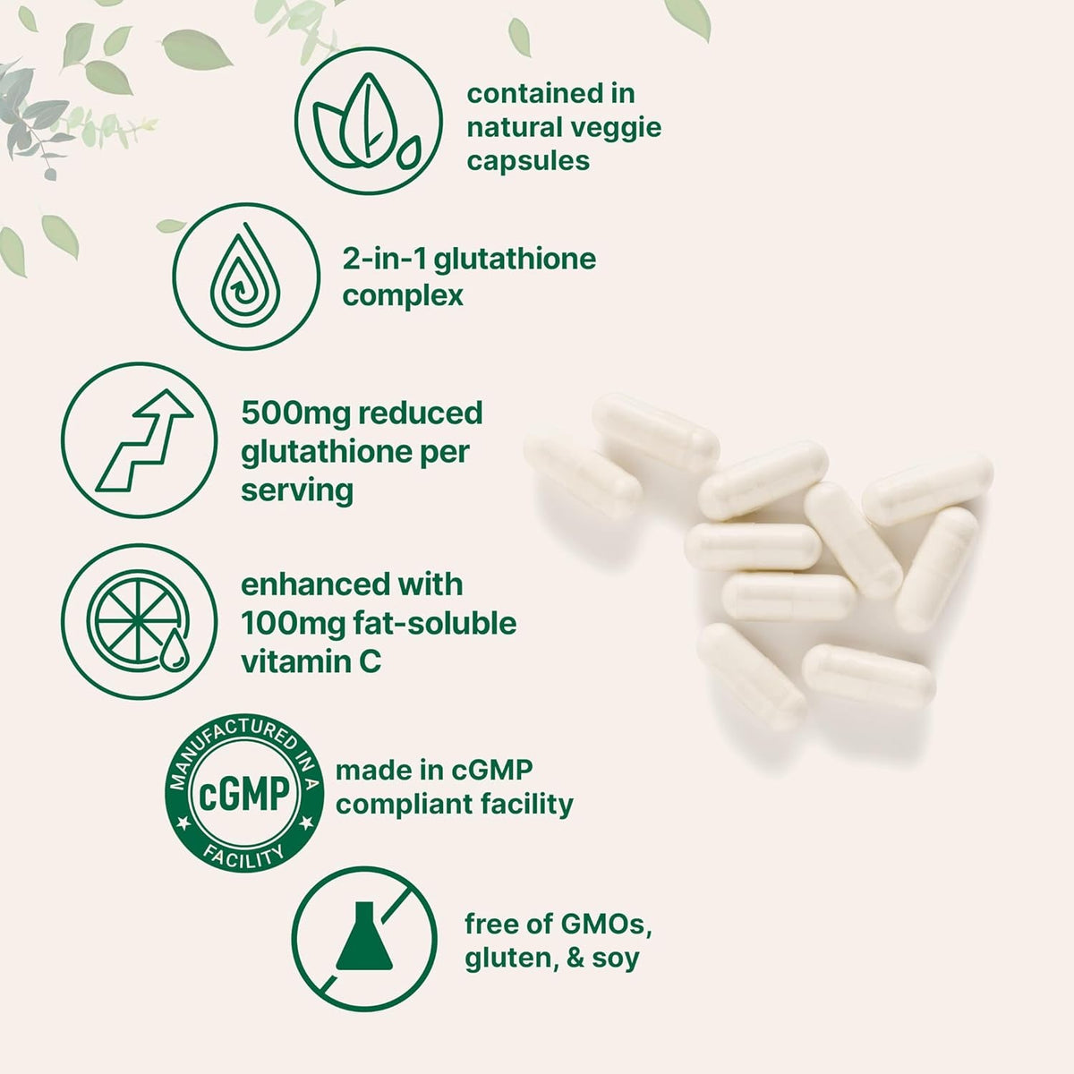 Micro Ingredients Glutathione 500Mg with 100Mg Vitamin C Supplement, 240 Veggie Capsules | Reduced Glutathione + Fat Soluble Ascorbyl Palmitate Complex | Non-Gmo, Filler Free