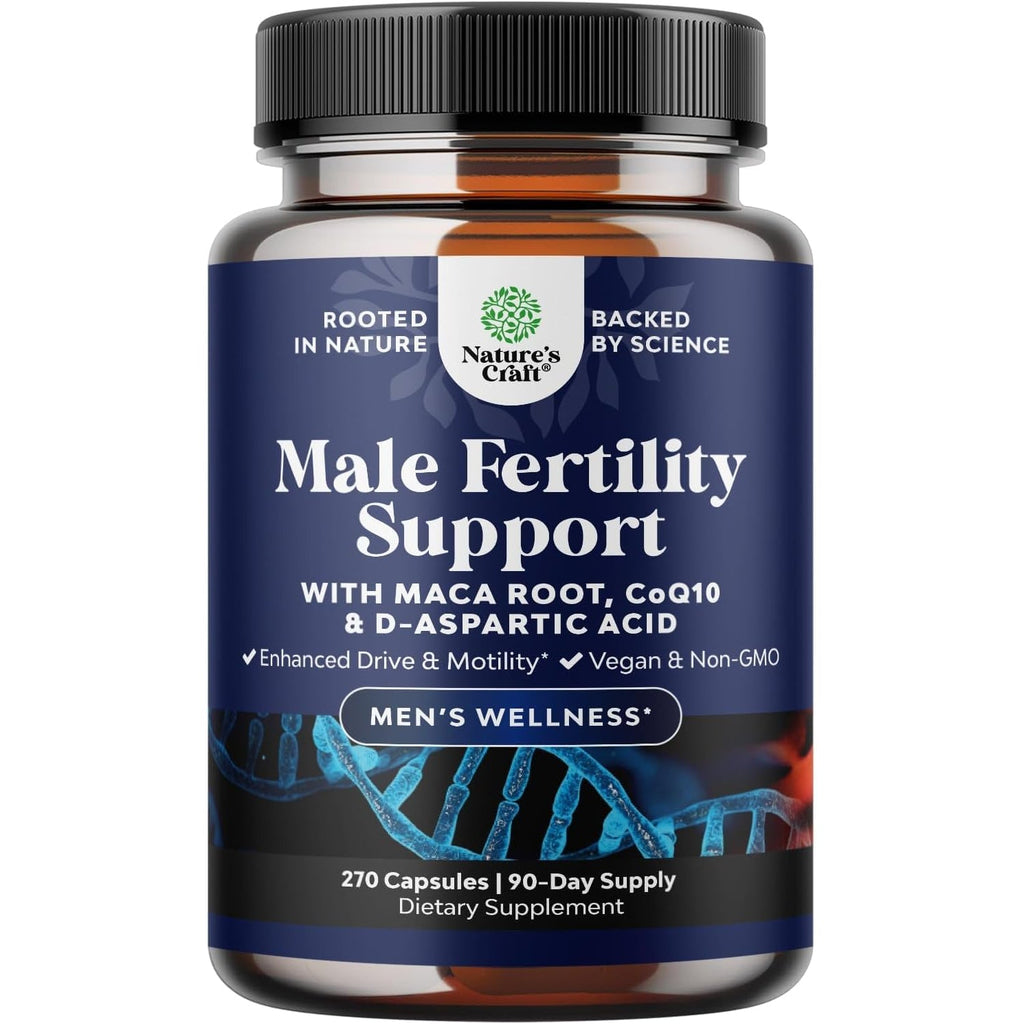 Pre Conception Male Fertility Supplement - Semen Volume Booster with Coq10, Maca Root, Methyl Folate & D-Aspartic Acid - Mens Fertility Supplement for Sperm Motility - Conception for Him - 270 Count