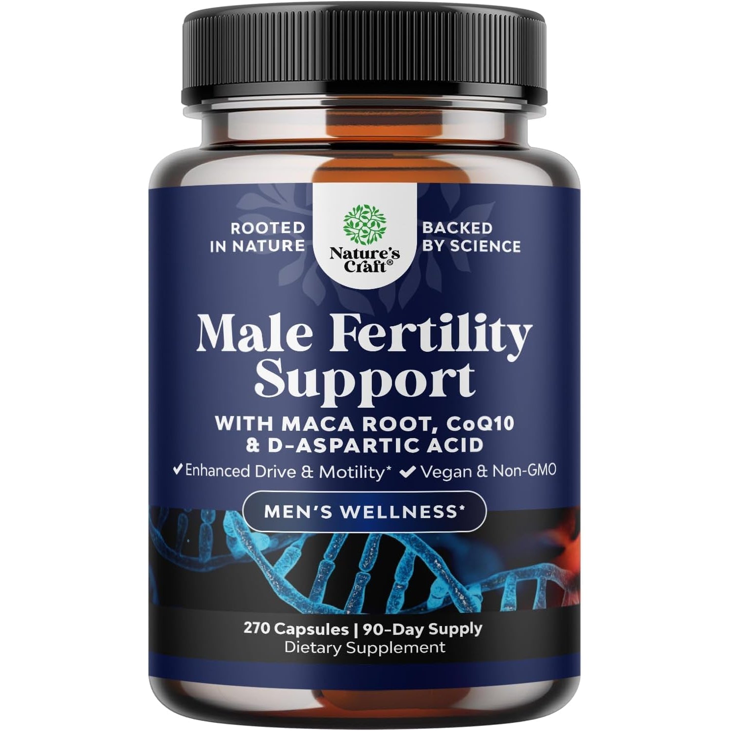 Pre Conception Male Fertility Supplement - Semen Volume Booster with Coq10, Maca Root, Methyl Folate & D-Aspartic Acid - Mens Fertility Supplement for Sperm Motility - Conception for Him - 270 Count