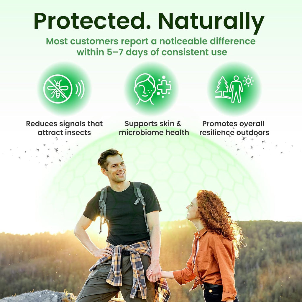 BITESHIELD Mosquito Repellent Pills for Humans — Daily Ingestible Supplement, Plant-Based, 24/7 Protection from Bug Bites — 60 Capsules, No Sprays or DEET