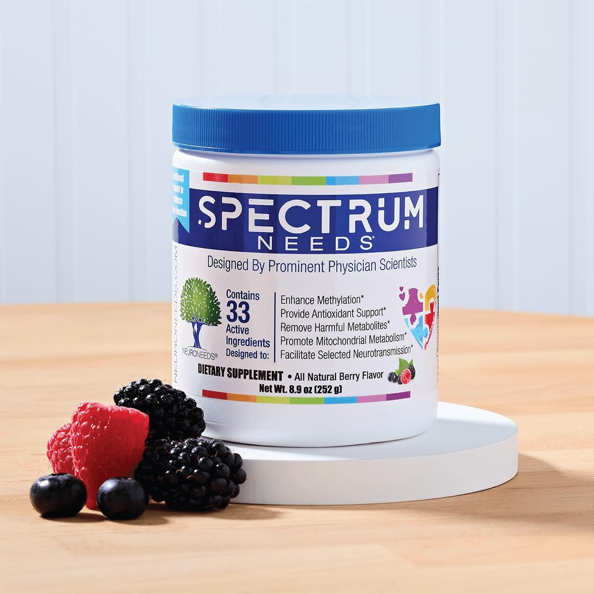 Spectrumneeds® by Neuroneeds – Comprehensive Nutritional Support with 33 Active Ingredients for Overall Well-Being Berry Flavor