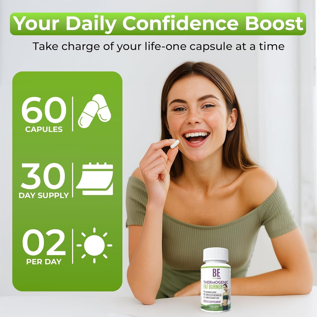 Thermogenic Fat Burner for Women – Advanced Weight Loss Pills with Green Tea, Garcinia Cambogia & Natural Caffeine – Boost Energy, Support Fat Metabolism – 60 Capsules – Made in USA