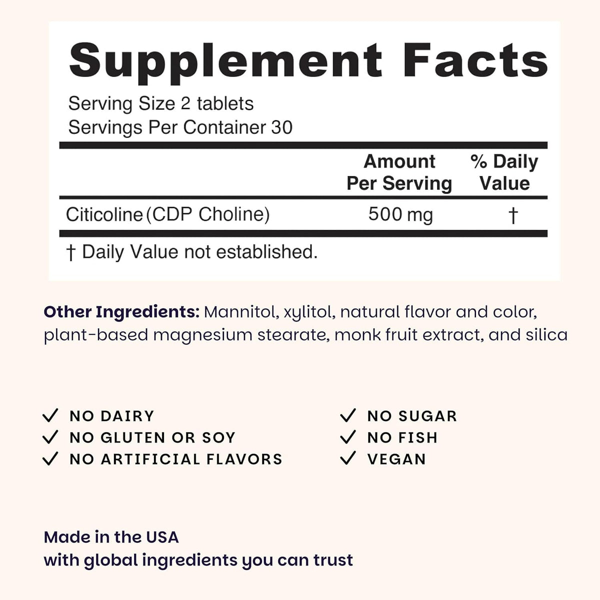 EZ Melts Citicoline - Brain Health & Memory Support Supplement - No Artificial Flavors - Non-Gmo & Vegan - Strawberry Blast - 60 Dissolvable Tablets (60 Servings)