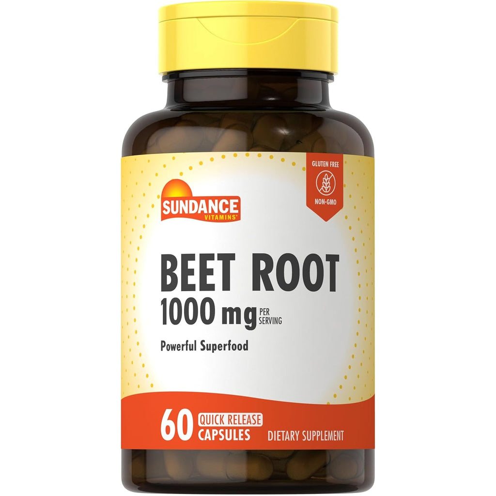 Sundance Beet Root Capsules | 1000Mg | 60 Pills | Superfood Extract | Non-Gmo & Gluten Free Supplement