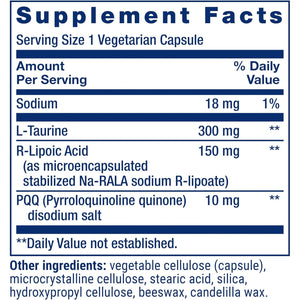 Life Extension Mitochondrial Basics with PQQ, L-Taurine, R-Lipoic Acid, Foundational Supplement for Cellular Energy Production, Brain and Heart Health, Gluten-Free, Non-Gmo, Vegetarian, 30 Capsules