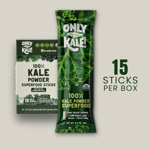 Onlykale™ Kale Powder - 1 Month Supply (15 Sticks) - Organic Green Superfood - USDA Organic, Clean Greens for Smoothies & Juices, Single-Serving Sticks