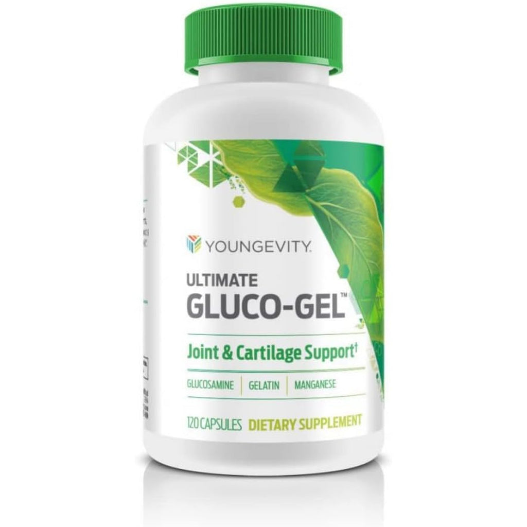Youngevity Ultimate Gluco-Gel -For Tendons, Bones & Cartilage | Contains Glucosamine, Gelatin & Manganese | 120 Capsules | 1 Bottle