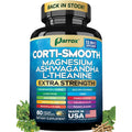 Corti-Smooth Cortisol Supplement Magnesium, L-Theanine, Ashwagandha, Phosphatidylserine, Valerian Root, Lions Mane, Bacopa Monnieri, Ginkgo Biloba, Panax Ginseng, Magnolia Bark, GABA (60 Caps)