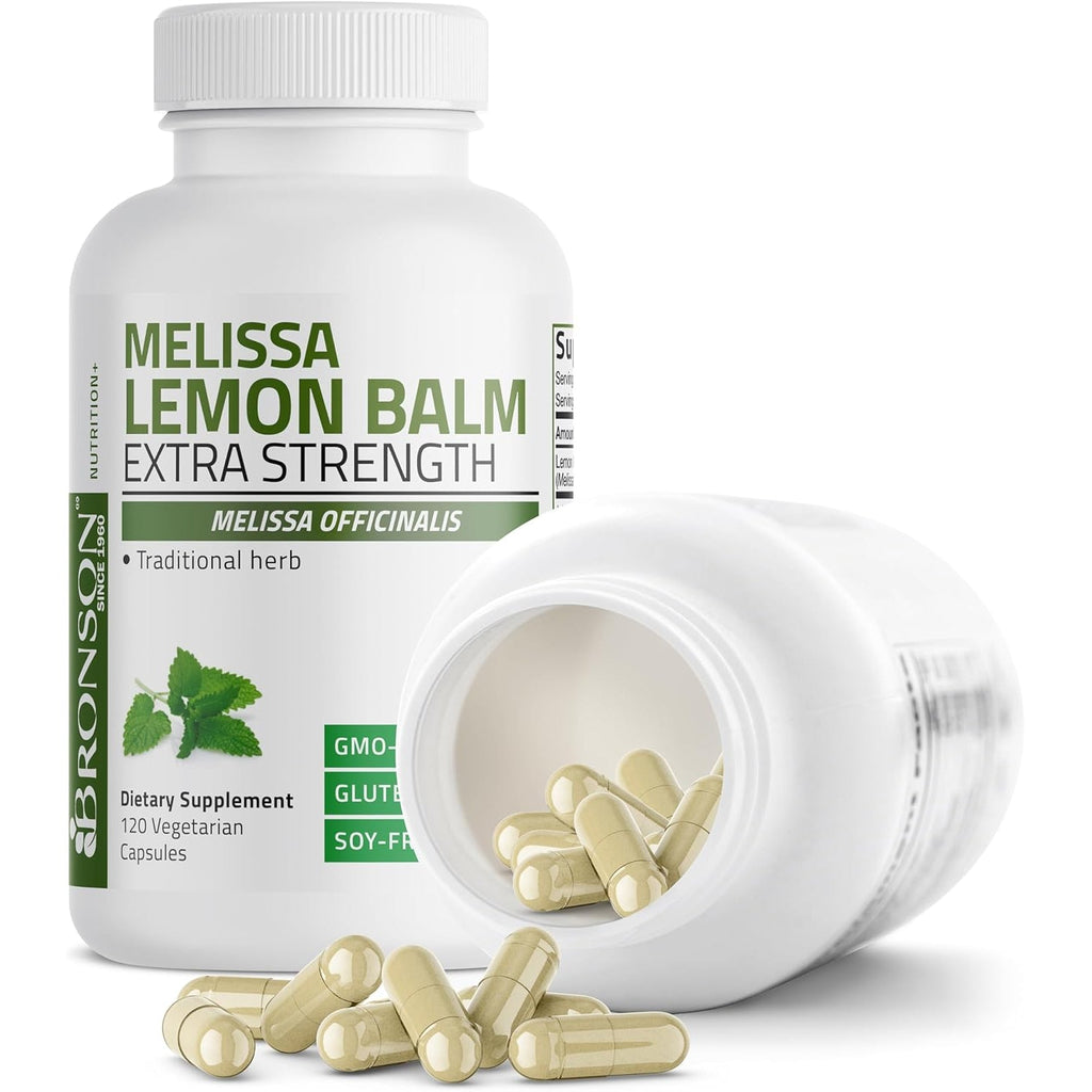 Bronson Melissa Lemon Balm Extra Strength, Non-Gmo, 120 Vegetarian Capsules