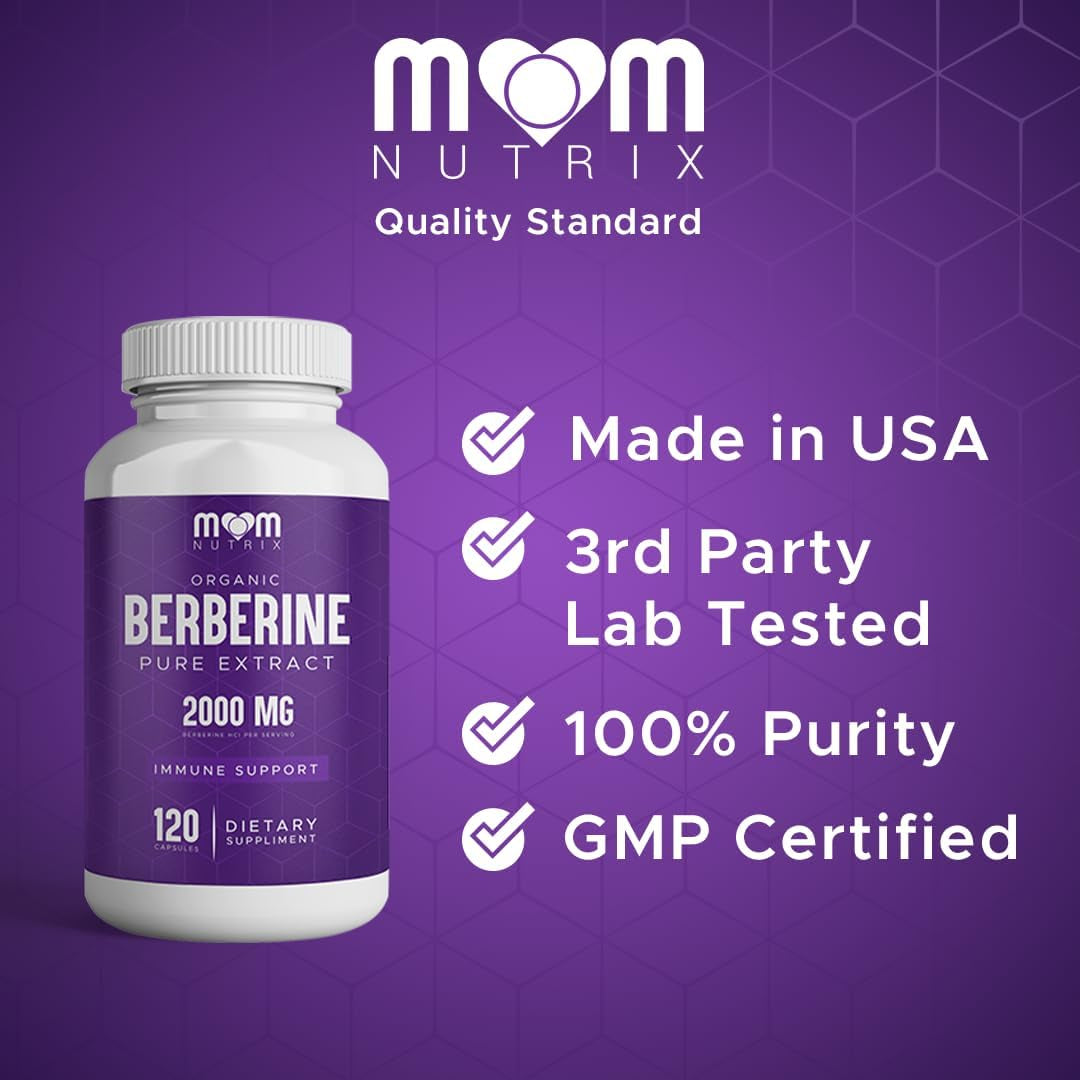THE MONK Organic Berberine Extract 2000Mg - Vegan, Non-Gmo - Immune Support - Berberine HCL Supplement for Women & Men - 120 Capsules