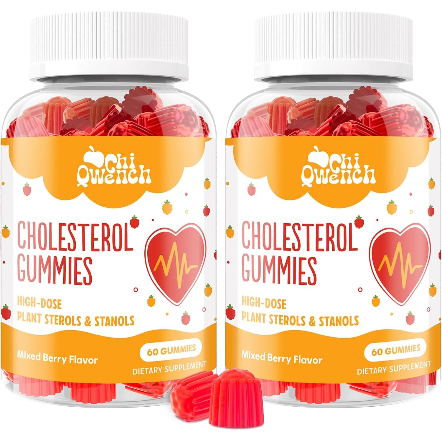 Chiqwench Cholesterol Supplements with 1500 Mg Plant Sterols & Stanols, Cholesterol Support Gummies, Cholesterol Complex Gummies, Maintains Normal Levels, Mixed Berry Flavor, 120 Count