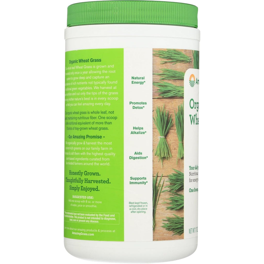 Amazing Grass Wheat Grass Powder: 100% Whole-Leaf Wheat Grass Powder for Energy, Detox & Immunity Support, Chlorophyll Providing Greens, 60 Servings