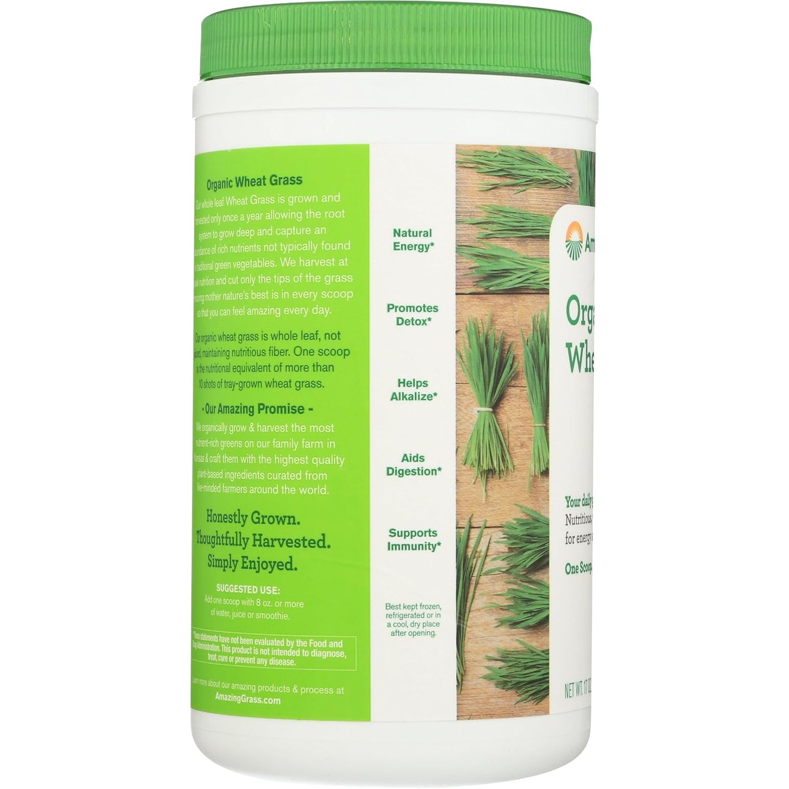 Amazing Grass Wheat Grass Powder: 100% Whole-Leaf Wheat Grass Powder for Energy, Detox & Immunity Support, Chlorophyll Providing Greens, 60 Servings