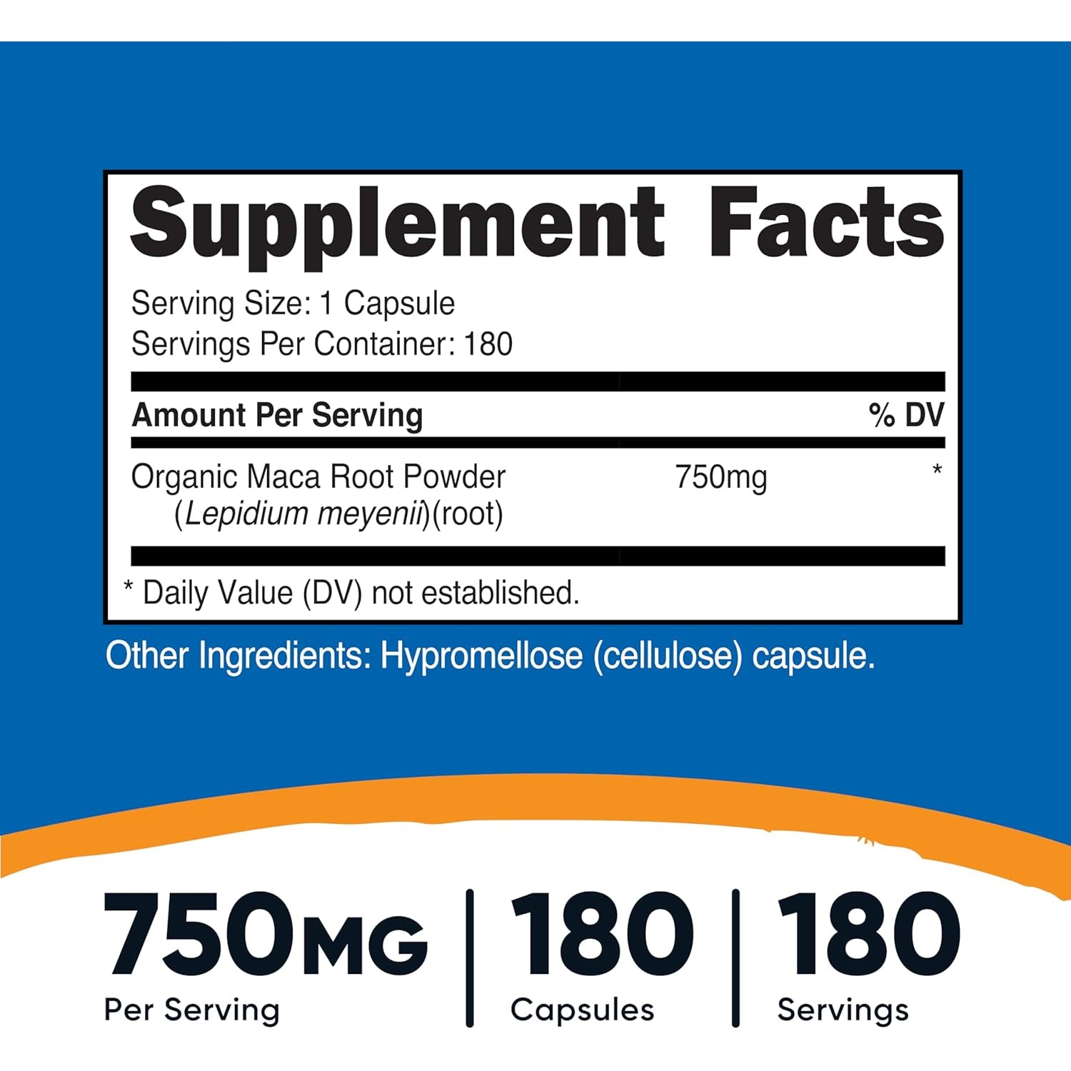 Nutricost Maca Root Capsules (Lepidium Meyenii) 750Mg, 180 Capsules, 180 Servings