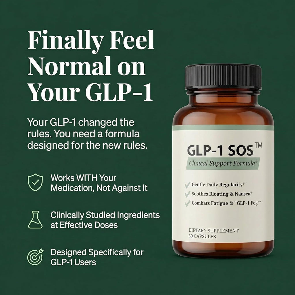 GLP-1 SOS™ Digestive Support for Ozempic Wegovy Mounjaro Users – Constipation, Sulfur Burps, Fatigue – Magnesium, Ginger, Probiotics, B12 – 60 Capsules