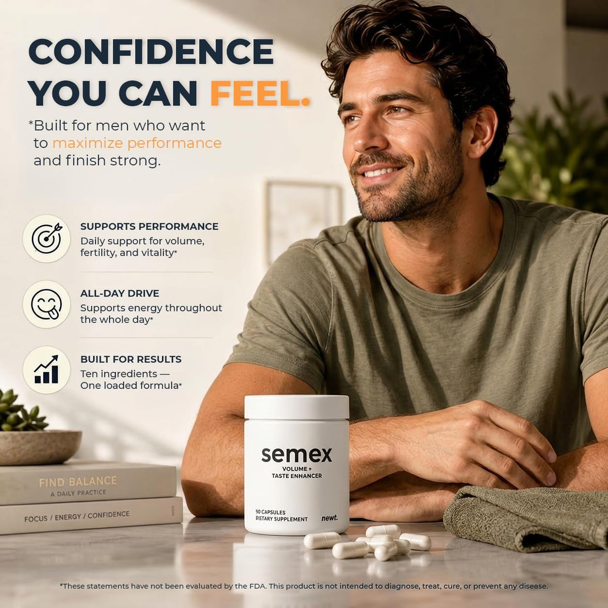 SEMEX™ Semen Volume Booster – Doctor Formulated Natural Support for Male Sperm Health, Load Volume Boost & Stamina, Male Fertility Supplement – Made in USA – 90 Count