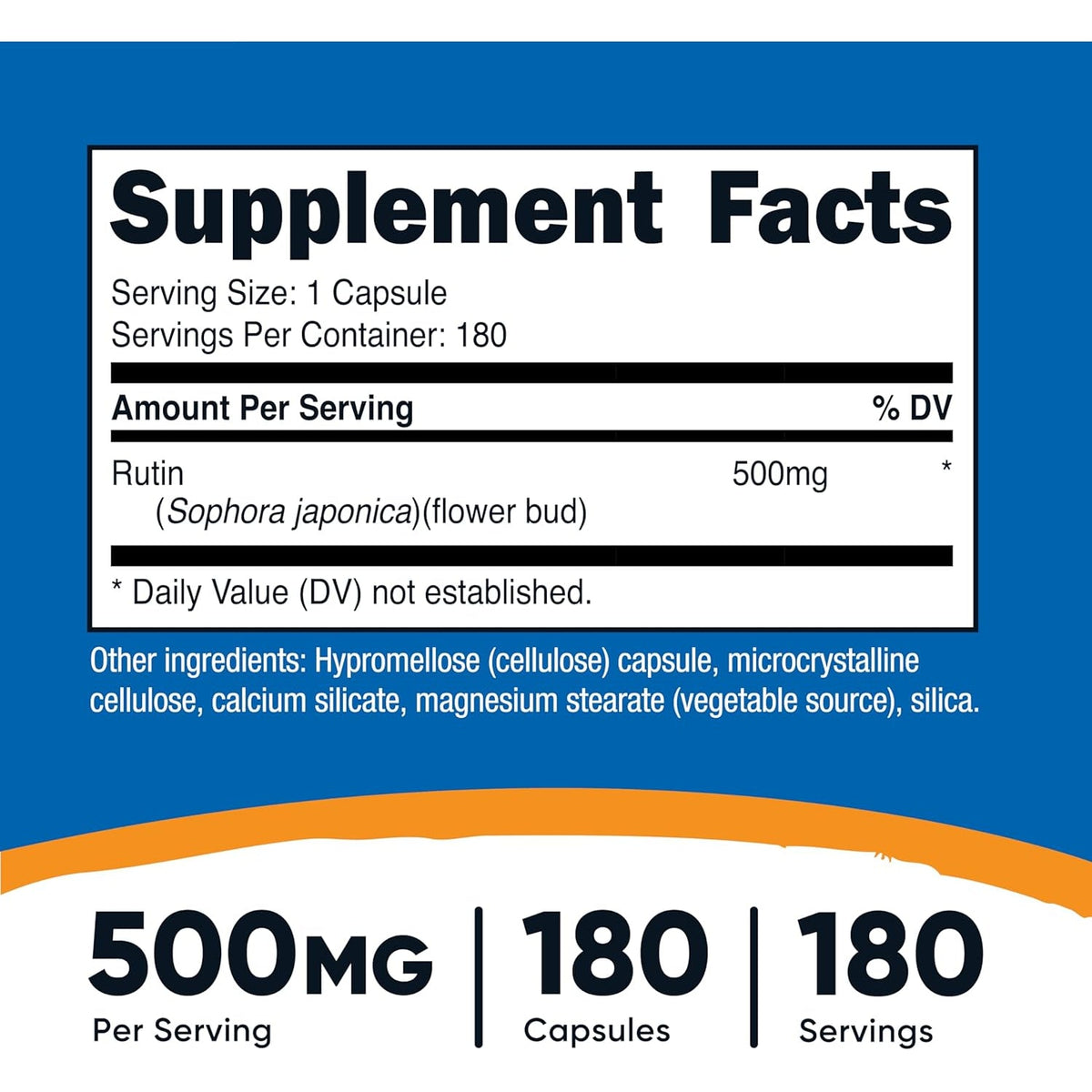 Nutricost Rutin 500Mg, 180 Capsules - Gluten Free, Non-Gmo, and Vegetarian Friendly