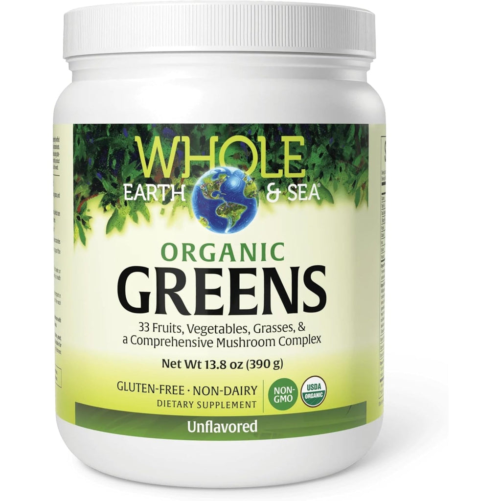 Whole Earth & Sea from Natural Factors, Organic Fermented Greens, Vegan Whole Food Supplement, Unflavored, 13.8 Oz