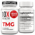 10X Health TMG Supplements - Trimethylglycine Supplement for Liver Support, Heart Wellness, Energy, Homocysteine Levels - TMG Capsules with Betaine Anhydrous - Non-Gmo & Gluten-Free - 60 Capsules