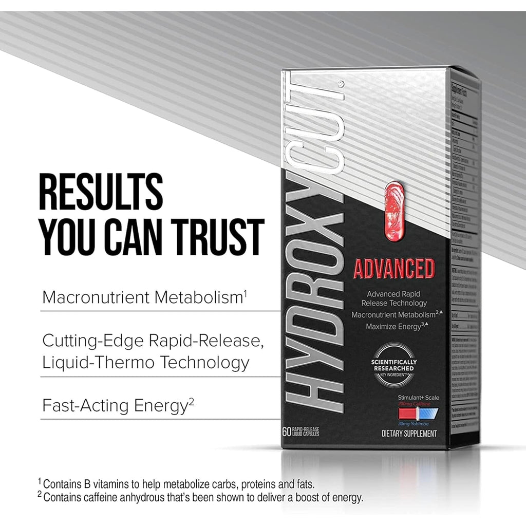Hydroxycut Advanced - Thermogenic Supplement - Metabolism & Energy Support for Men & Women - C. Canephora, Yohimbe Extract & 200 Mg Caffeine - Rapid Release Liquid Capsules